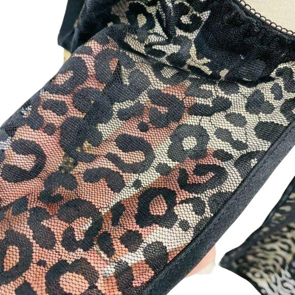 Frederick’s Of Hollywood Lingerie Leopard Front Sheer Animal Print Back Nightie - Picture 4 of 7